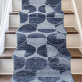 Well Woven Custom Size Hallway & Stair Runner- Harlow Harmony Blue 27 Inches Wide x 50 Feet Long Runner (27" x 50') Runner Rug - Modern Geometric Pattern, Ultra-Soft, Easy-Clean