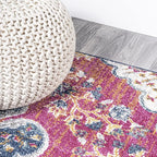 JONATHAN Y Boho Vintage Fuchsia/White Runner Rug, 2x8, Bohemian Flair Medallion, Floral Easy-Cleaning High Traffic for Living Room, Bedroom, Kitchen, Pet-Friendly, Non-Shedding (BMF106C-28)