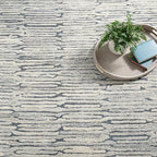 Dash and Albert Malone Everglade Hand Tufted Wool Rug, 8 X 10 Feet, Blue Graphic Pattern - Premium Luxury Hotel Quality Soft Breathable Hypoallergenic Machine Washable Easy Care All Season