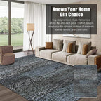 RUGSURE Washable Area Rug - 1/6 Thick - Stain & Water Resistant Non-Slip - Resistant Rug for Living Room, Bedroom, Nursery, Pet & Child Friendly, Vintage Charm Area Rugs (Darkgrey+Bule, 6' x 9')