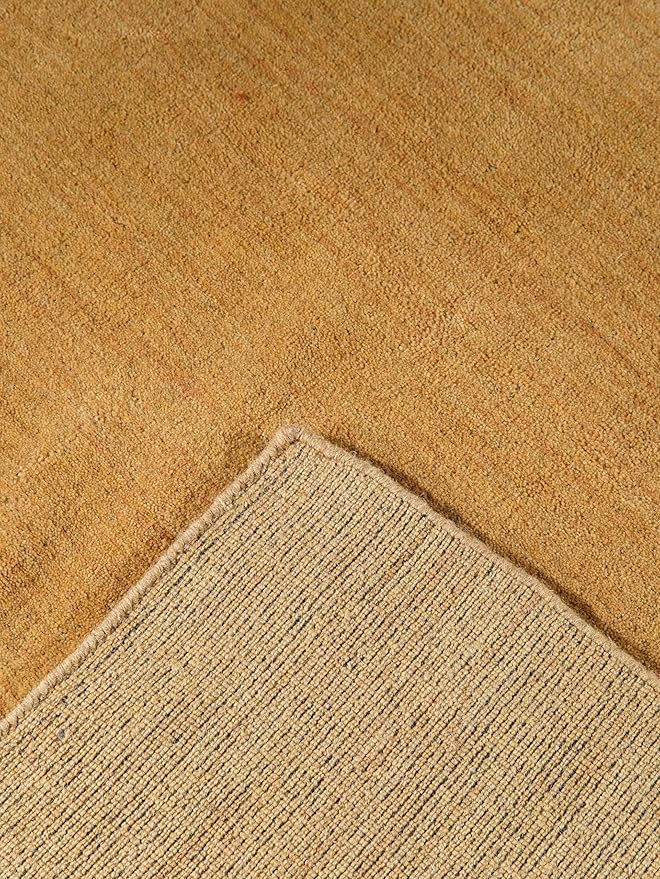 Hand Knotted Loom Wool ECO-Friendly Area Rugs - 3'x5', Rectangle, Gold Color, Solid Plain Design, High Pile Thick Handmade Anti Skid Area Rugs for Living Room, Bed Room (L00111)