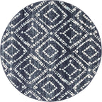SAFAVIEH Adirondack Collection 8' Round Navy/Ivory ADR131N Modern Diamond Distressed Non-Shedding Living Room Bedroom Area Rug
