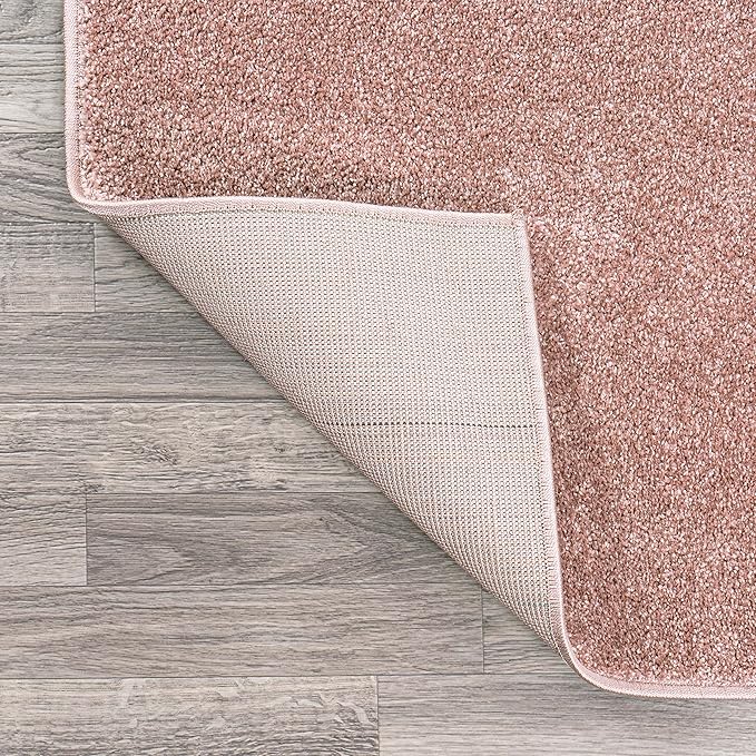 Eyely UES100P-9SQ Supersoft Haze Solid Low-Pile Indoor Area Rug, Coastal, Bohemian, Minimalist, Classic, Casual for Bedroom,Kitchen,Living Room,Non Shedding,Easy-Washing, Pink, 9' Square