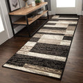SUPERIOR Indoor Runner Area Rug with Jute Backing for Kitchen, Bedroom, Dorm, Living Room, Hallway, Entryway, Perfect for Hardwood Floors - Rockwood Modern Geometric Design, 2'6" X 10', Chocolate