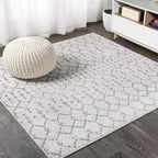 JONATHAN Y Boho Vintage Diamond Cream/Gray Square Area Rug 8X8 ft, Moroccan Hype for Living Room, Bedroom, Kitchen, Office, Easy-Cleaning, High Traffic, Pet-Friendly, Non-Shedding (MOH101B-8SQ)