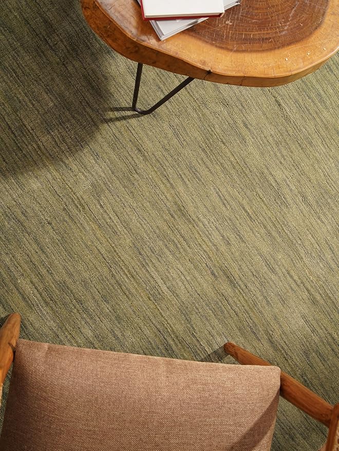 Hand Knotted Loom Wool ECO-Friendly Area Rugs - 10'x10', Octagon, Green Color, Solid Plain Design, High Pile Handmade Anti Skid Area Rugs for Living Room, Bed Room (L00111)