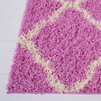 SAFAVIEH Dallas Shag Collection Area Rug - 6' Square, Pink & Ivory, Trellis Design, Non-Shedding & Easy Care, 1.5-inch Thick Ideal for High Traffic Areas in Living Room, Bedroom (SGD257I)