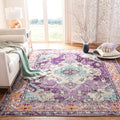 SAFAVIEH Monaco Collection Area Rug - 8' x 10', Violet & Light Blue, Boho Chic Medallion Distressed Design, Non-Shedding & Easy Care, Ideal for High Traffic Areas in Living Room, Bedroom (MNC243L)