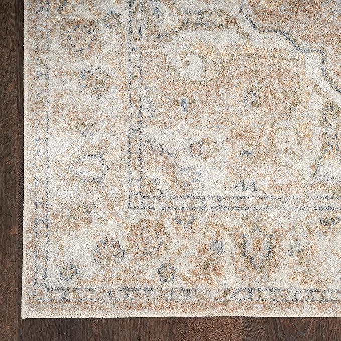 Nourison Home Astra Machine Washable Beige 5'3" x 7' Area Rug - Easy Clean, Non Shedding, Bed Room, Living Room, Dining Room, Kitchen (5' x 7')