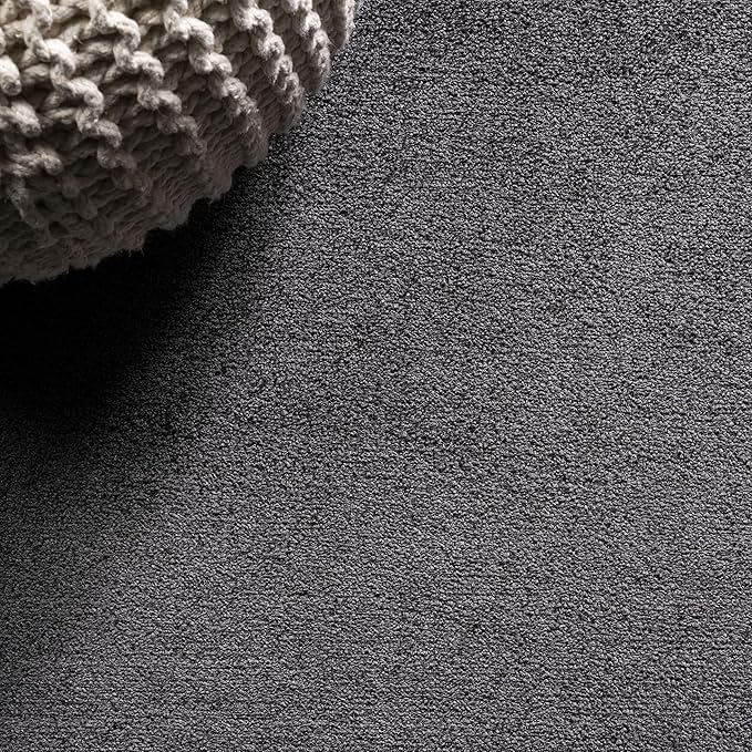 Eyely UES100I-3OV Supersoft Haze Solid Low-Pile Indoor Area Rug Casual;Contemporary;Solid;Traditional, Bedroom, Kitchen, Living Room, Easy-Cleaning, Non-Shedding, 3 X 5 Oval, Black