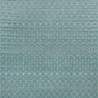 Unique Loom Outdoor Trellis Collection Area Rug - Tribal Trellis (10' 8" Square, Aqua/ Ivory)
