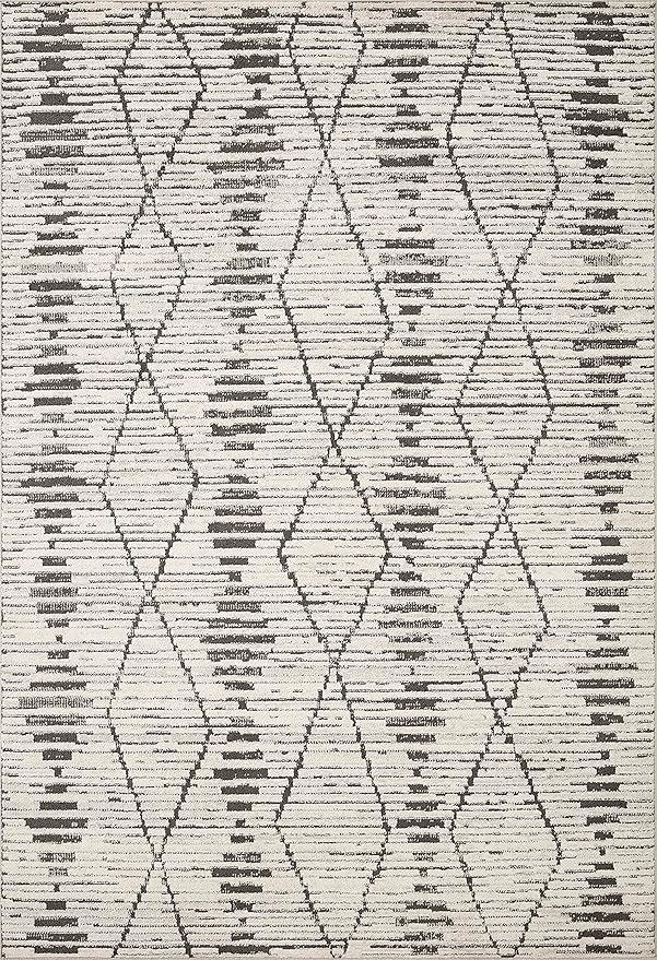 Loloi Kamala Collection KAM-02 Charcoal/Dove 6'-7" x 9'-6" Area Rug