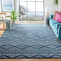 SAFAVIEH Tulum Collection Area Rug - 9' Square, Navy & Ivory, Moroccan Boho Tribal Design, Non-Shedding & Easy to Clean, Ideal for Living Room, Bedroom, Dining Space (TUL272N)