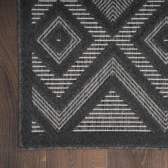 Nourison Home Versatile Charcoal Black 6' x 9' Area Rug - Easy Clean, Non Shedding, Bed Room, Living Room, Dining Room, Kitchen (6' x 9')