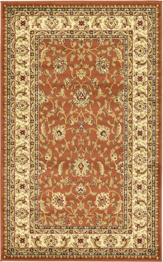 Unique Loom Voyage Collection Traditional Oriental Classic Intricate Design Area Rug (3' 3 x 5' 3 Rectangular, Terracotta/Ivory)