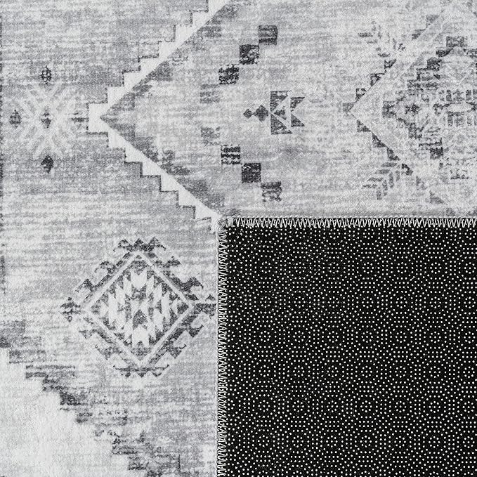 Paco Home Oriental Area Rug with Faded Vintage Look in Grey, Size: 4' x 5'3"