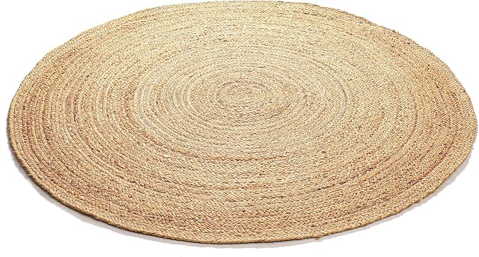 Savi Home Hand Woven Jute Braided Rug, 6' Round - Natural, Reversible Area Rugs for Living Room, Farmhouse, Kitchen, Handcrafted 6 Feet Round Area Rugs - Natural