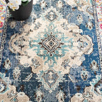 SAFAVIEH Monaco Collection X-Large Area Rug - 11' x 15', Navy & Light Blue, Medallion Distressed Design, Non-Shedding & Easy Care, Ideal for High Traffic Areas in Living Room, Bedroom (MNC243N)