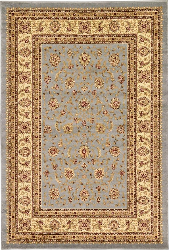 Unique Loom Voyage Collection Traditional Oriental Classic Intricate Design Area Rug (6' 0 x 9' 0 Rectangular, Light Blue/Gold)