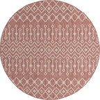 Unique Loom Outdoor Trellis Collection Area Rug - Tribal Trellis (13' Round, Rust Red/ Ivory)