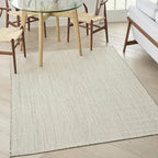 Nourison Home Courtyard Ivory Silver 4' x 6' Area Rug - Easy Clean, Non Shedding, Bed Room, Living Room, Dining Room, Kitchen (4' x 6')