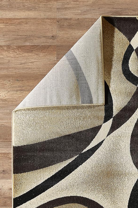 GLORY RUGS Modern Large Area Rug 8x10 Brown Swirls Carpet Bedroom Living Room Contemporary Dining Accent Sevilla Collection 4816 (8x10, Brown)