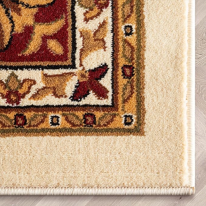 Well Woven Barclay Collection Medallion Kashan Ivory 8x10 Area Rug - for Living Room, Bedroom, and Dining Room