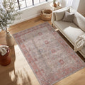 Kuden 5x7 Area Rug, Machine Washable Area Rug with Non-Slip Backing, Vintage Style, Soft, Easy Clean, Low Pile Rug for Living Room, Bedroom, Dining Room