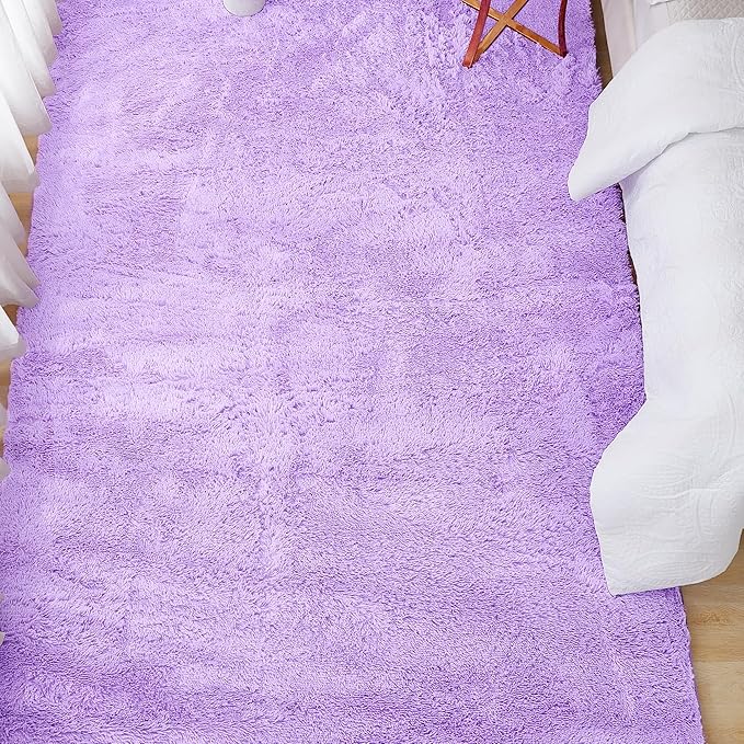Andency Purple Soft Area Rugs for Living Room Bedroom, 5x8 Fluffy Shaggy Bedside Rug, Non-Slip Large Shag Fuzzy Plush Carpets for Bedroom Kids Dorm Nursery Home Decor Aesthetic