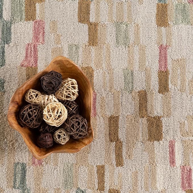 Dash & Albert Ashmore Multi Hand Micro Hooked Wool Rug, 3 X 5 Feet, Multicolored Geometric Pattern