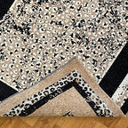 Alfa Rich 4x6 Leopard Beige Black Washable Area Rugs for Living Room Bedroom Reversible Cotton Rug