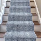 Well Woven Custom Size Hallway & Stair Runner- Harlow Pompeii Light Blue 27 Inches Wide x 85 Feet Long Runner (27" x 85') Runner Rug - Modern Chevron Pattern, Ultra-Soft, Easy-Clean