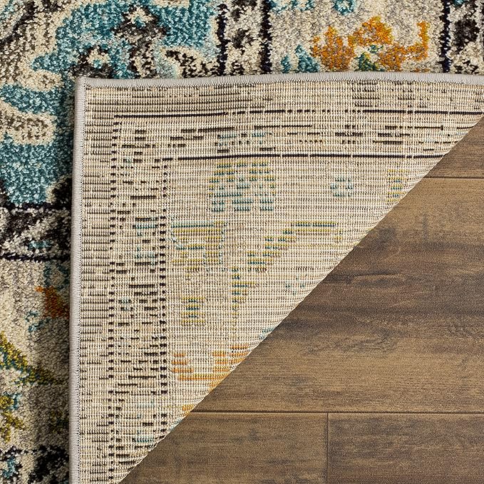 SAFAVIEH Monaco Collection Accent Rug - 2'2" x 4', Grey & Light Blue, Medallion Distressed Design, Non-Shedding & Easy Care, Ideal for High Traffic Areas in Entryway, Living Room, Bedroom (MNC243G)