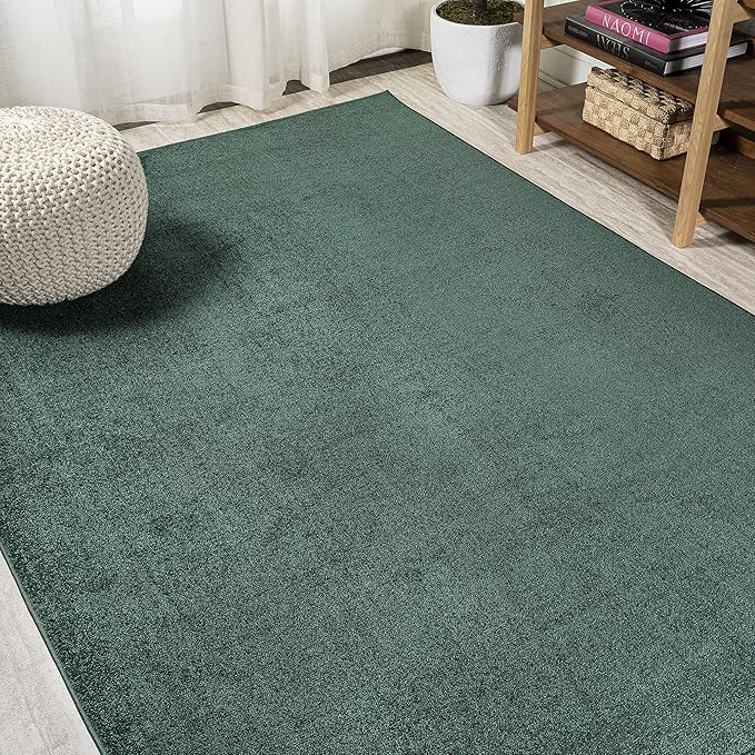 Eyely UES100L-8 Supersoft Haze Solid Low-Pile Indoor Area Rug Casual;Contemporary;Solid;Traditional, Bedroom, Kitchen, Living Room, Easy-Cleaning, Non-Shedding, 8 X 10, Emerald