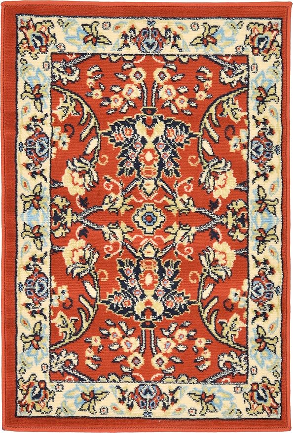 Unique Loom Sialk Hill Collection Area Rug - Washington (2' 2" x 3' 1" Rectangle Terracotta/Cream)