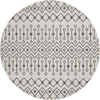 Unique Loom Outdoor Trellis Collection Area Rug - Tribal Trellis (7' 10" Round, Gray/ Black)