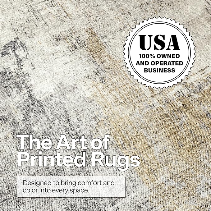ReaLife Rugs Machine Washable Area Rug - Living Room Bedroom Bathroom Kitchen Entryway Office - Padded Low Pile Stain Resistant Premium - Modern Abstract Contemporary - Quinn - Beige 6' Round