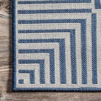 Nuloom Asha Navy/Ivory, 2' x 10', Casual, Striped Border, Soft and Cozy, High Traffic, Stain Resistant, Easy Clean, Durable Runner for Indoor/Outdoor Patio, Deck, Porch, Garden, Courtyard