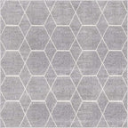 Unique Loom Trellis Frieze Collection Area Rug - Geometric (7' 10" Square, Light Gray/ Ivory)