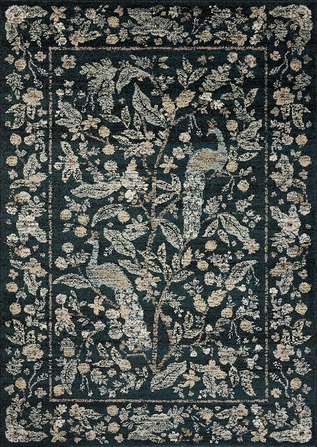Loloi Rifle Paper Co. Laurel Collection LAU-05 Navy/Multi 2'-8" x 10' Runner Rug