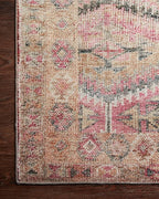 Loloi Layla Collection LAY-17 Pink/Lagoon 3'-6" x 5'-6" .13" Thick Accent Rug, Soft, Durable, Vintage Inspired, Distressed, Low Pile, Non-Shedding, Easy Clean, Printed, Living Room Rug