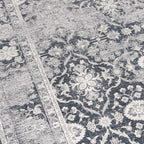 ReaLife Rugs Machine Washable Area Rug - Living Room Bedroom Bathroom Kitchen Entryway Office - Padded Low Pile Stain Resistant Premium - Boho Farmhouse Vintage - Noor - Dark Gray Ivory 5' x 7'
