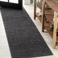 Eyely UES100I-214 Supersoft Haze Solid Low-Pile Indoor Runner Rug, Coastal, Bohemian, Minimalist, Classic, Casual for Bedroom,Kitchen,Living Room,Non Shedding,Easy-Washing, Black, 2 X 14