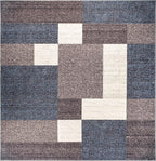 Rugshop Modern Boxes Design Non-Slip (Non-Skid) Carpet Square Area Rug for Living Room,Bedroom,Dining Room,Office 6'6" x 6'6" Blue Sq