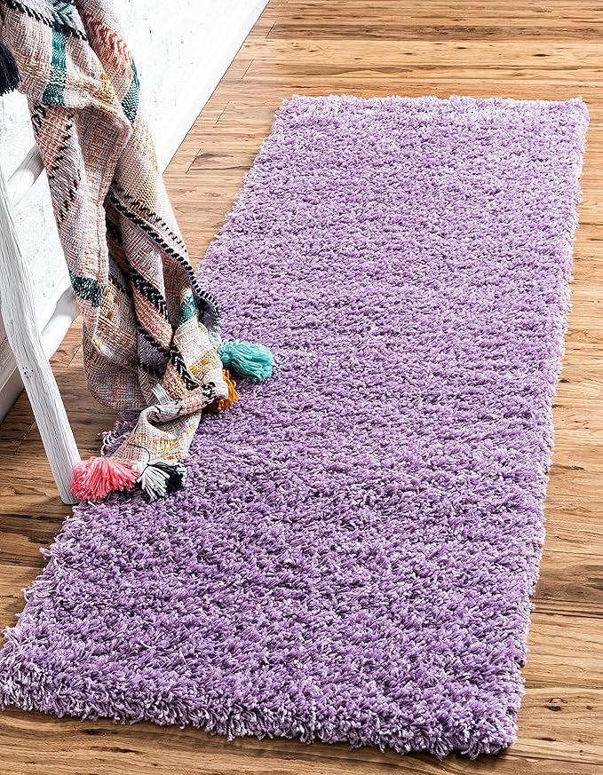 Unique Loom Solid Shag Collection Area Rug (2' 6" x 13' 1" Runner, Lilac)
