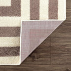 Abani Contemporary Beige & Ivory 7'9" x 10'2" Area Rug, Contrasting Geometric Modern Stripe Symmetrical Living Room Carpet Rugs