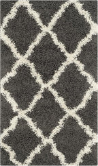 SAFAVIEH Dallas Shag Collection Accent Rug - 2'3" x 4', Dark Grey & Ivory, Trellis, Non-Shedding & Easy Care, 1.5-inch Thick Ideal for High Traffic Areas in Foyer, Living Room, Bedroom (SGD257A)