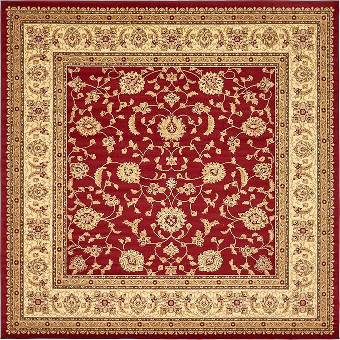 Unique Loom Voyage Collection Traditional Oriental Classic Intricate Design Area Rug (10' 0 x 10' 0 Square, Red/Gold)