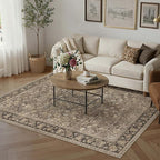 HUGEAR 3x5 Machine Washable Rugs Brown Hallway Area Rug Indoor Accent Rug Floral Mid Pile Carpet Soft Thicker Throw Rug Bedroom Living Room Office Dining Room Kitchen Laundry Room Non Slip