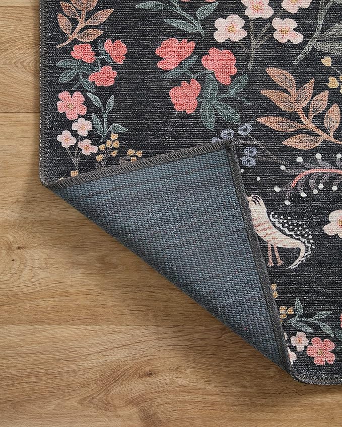 Loloi Rifle Paper Co. Maison Collection MAO-04 Tuileries Black 5'-0" x 7'-6", .19" Pile Height, Area Rug